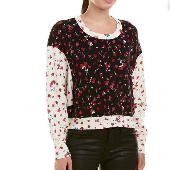 Joie Caleigh Mi Amor Floral Crewneck Oversized Pullover Sweatshirt Size S - Picture 1 of 9